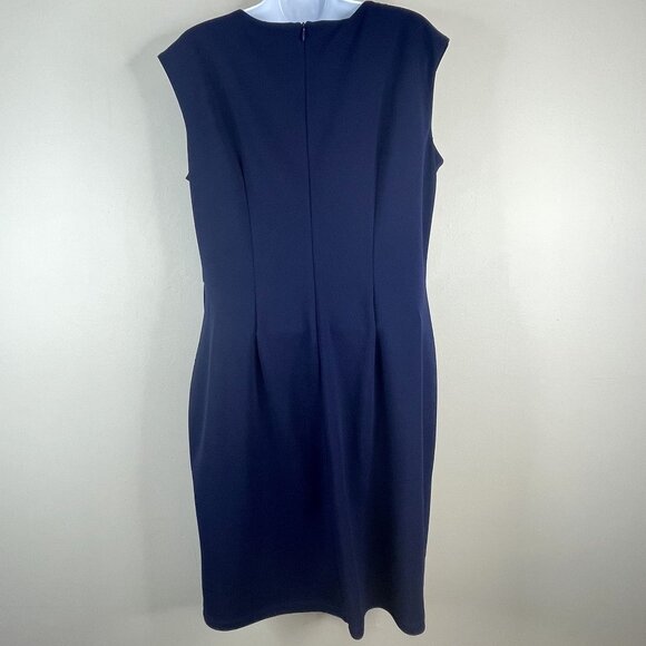 Womens Side Knot Sheath Dress XLarge Navy Blue Timeless Classic Career Night Out - Picture 6 of 7